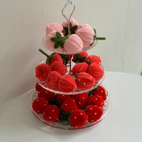 [동영상 제공] 모루 철사 공예 진주 스트랩 딸기 키링 DIY