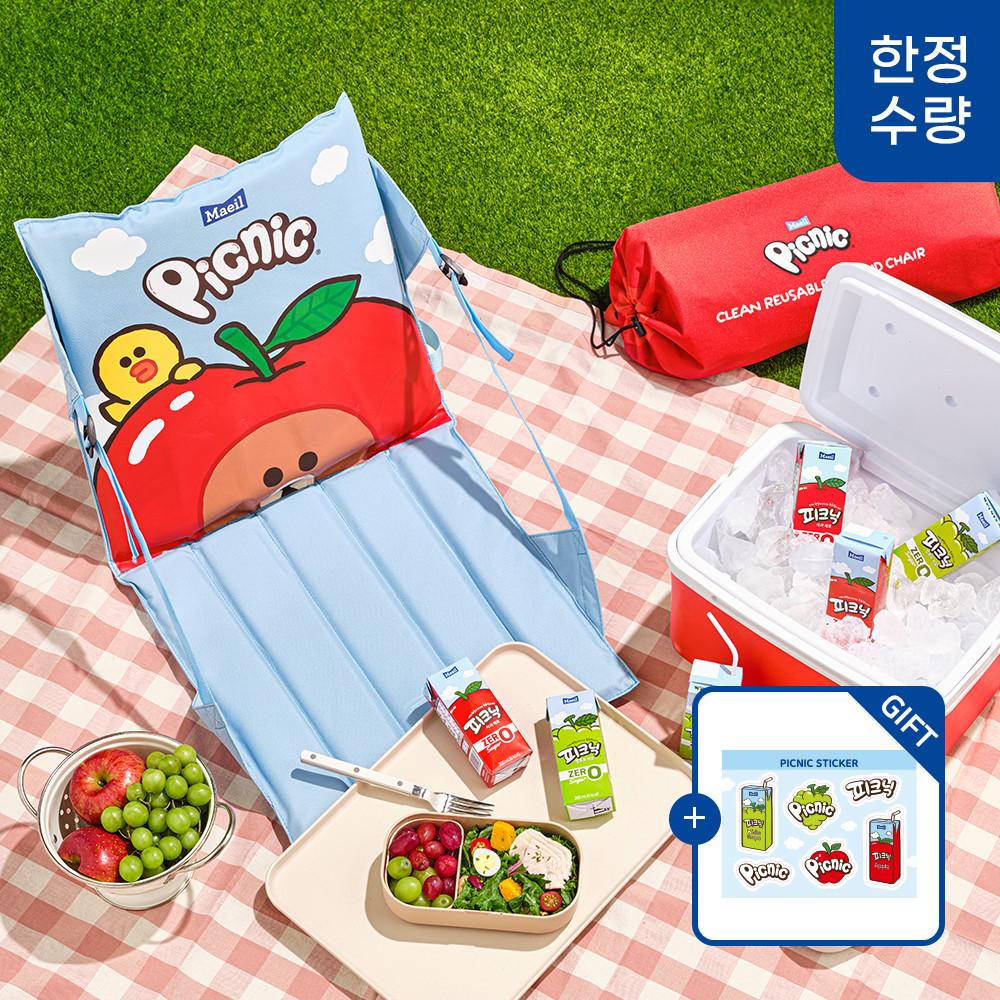 피크닉 사과 제로 200ml 24팩+피크닉 그라운드 체어 세트 [+스티커 증정]