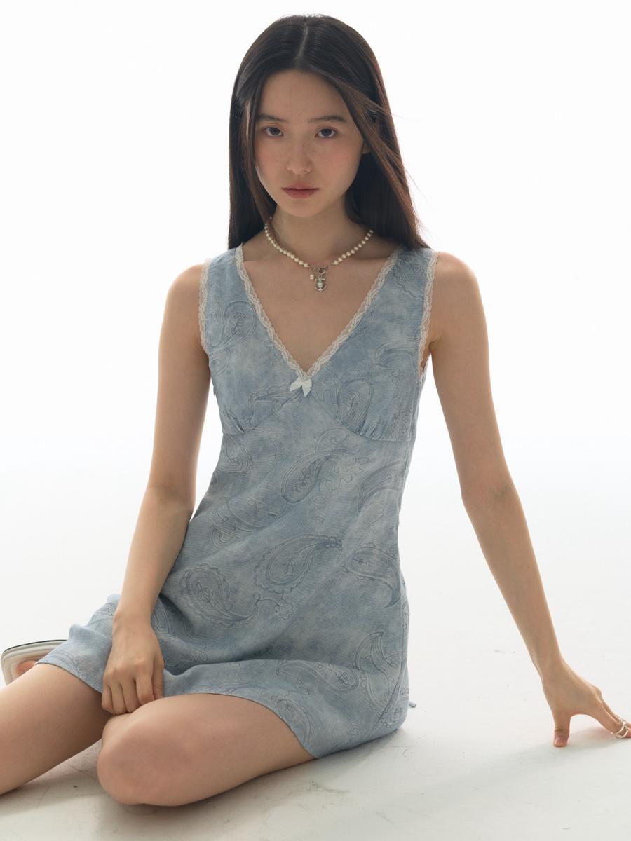 YaWhat Perris Flower Cashew Lace Dress