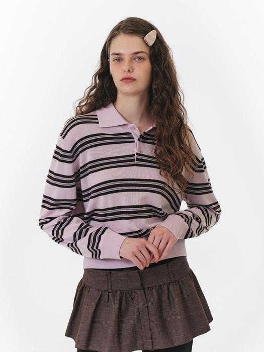 25FW TESSA STRIPE COLLAR KNIT (PINK STRIPE)