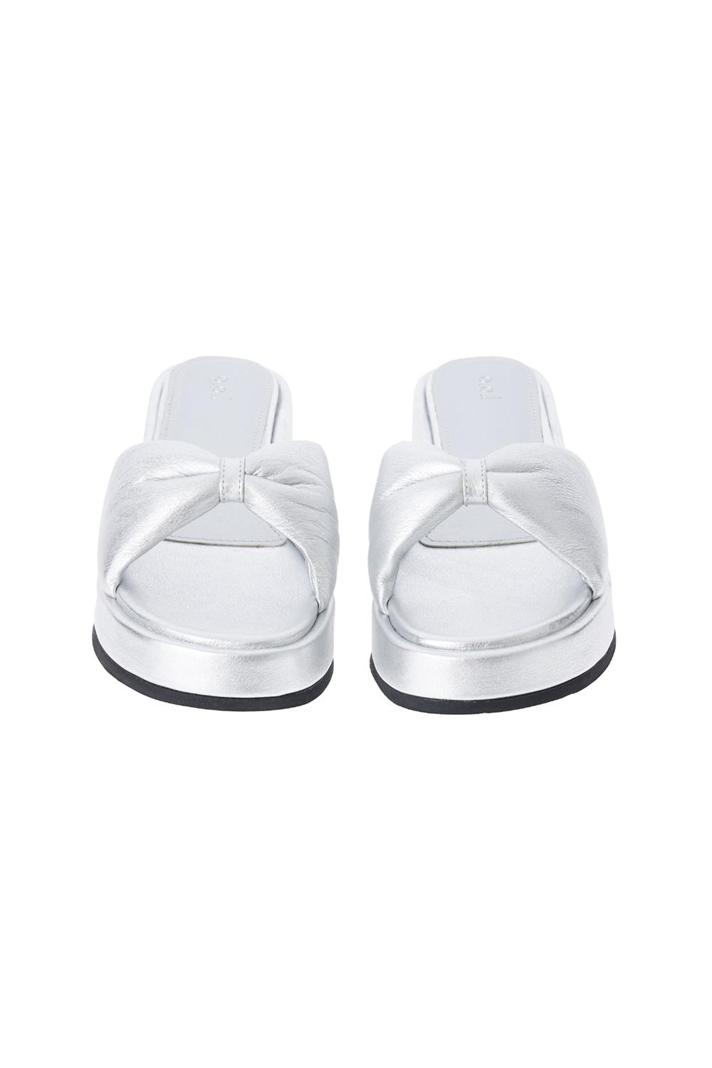 Puffer Ribbon Sandals / Silver