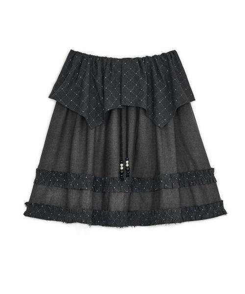 아가일 케이프 미디 스커트 (차콜)