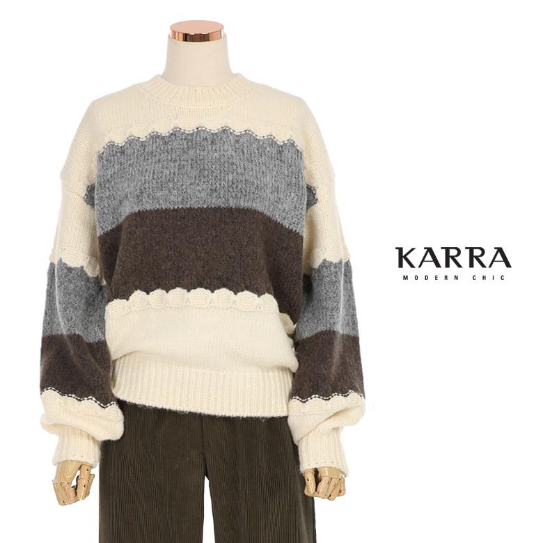 KARRA 울삼단배색라운드니트_KH1WKN085C