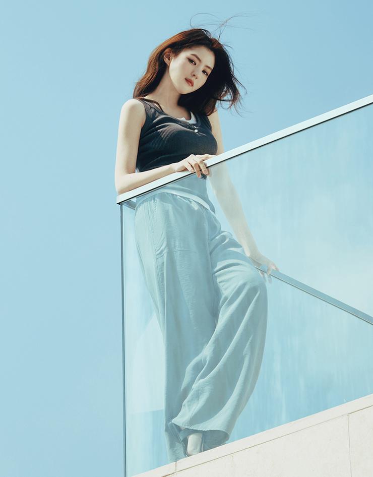 NEW [한소희] 여자 나일론 풀밴딩 스트링 팬츠
