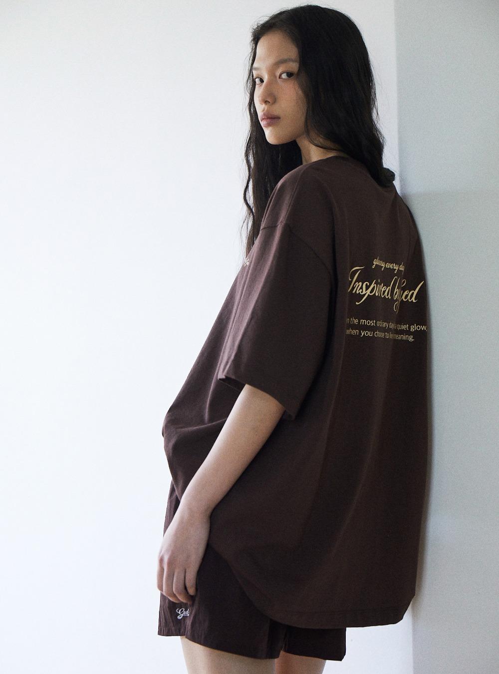 [5TH] COTTON LOGO T-SHIRT - BROWN