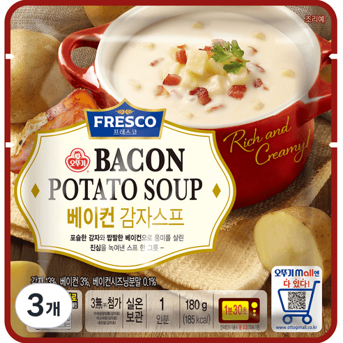 오뚜기 프레스코 베이컨 감자스프, 180g, 3개