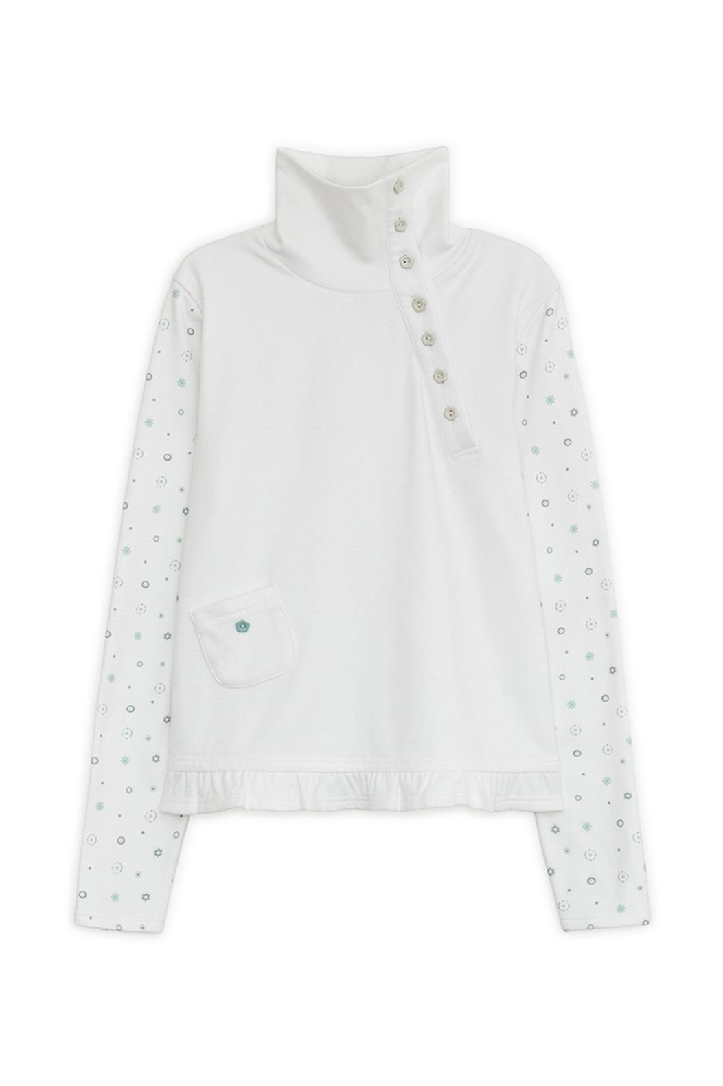 [1월 6일 출고] Flower button pola top (White)