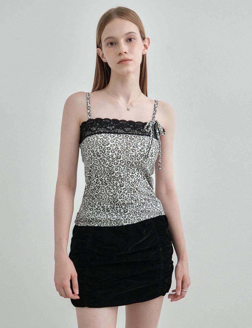 레오파드 레이스 스트랩 슬리브리스 화이트 MDTS085WHITE