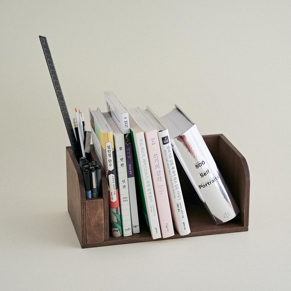 헤로키 펜과 책꽂이 오거나이저 북스탠드 미니책장 원목책꽂이