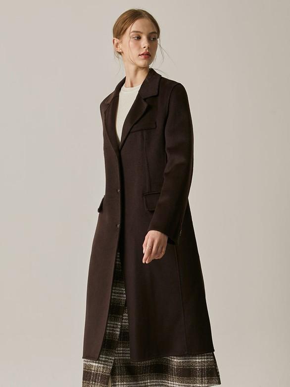 EnC 브라운 베이직 울 핸드메이드 롱코트 ENJH34T02O