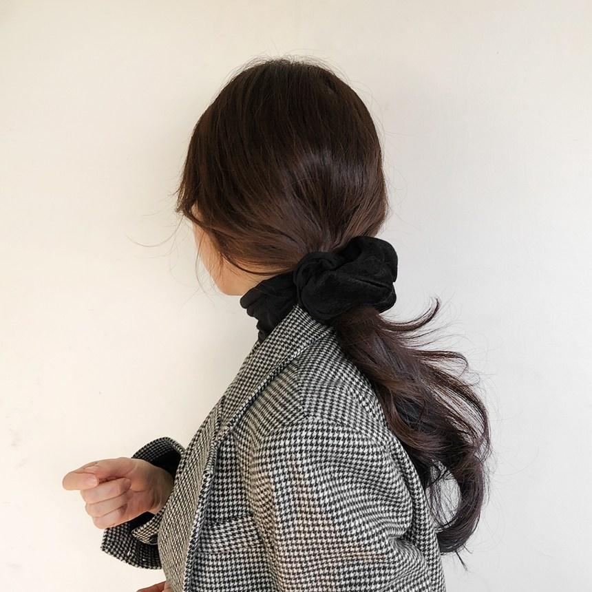 레이스룸 국내제작 소프트 벨벳 곱창 머리 끈 밴드 헤어 슈슈 스크런치, 블랙