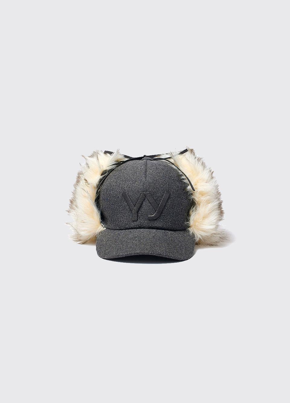 FAUX FUR EARFLAP CAP GRAY