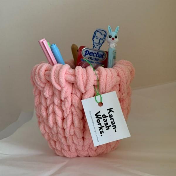 보송보송바구니 Pluffy basket_ Fanta Pink