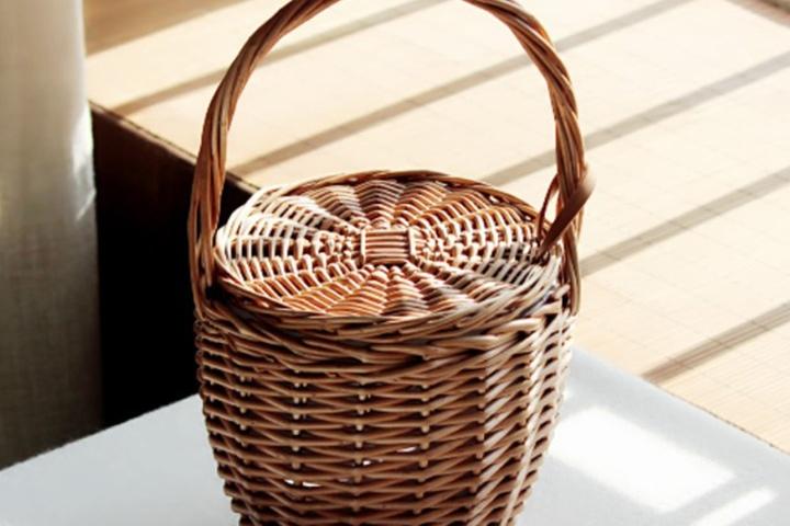 라탄 피크닉 바구니 왕골백 여름 가방 원통바구니백