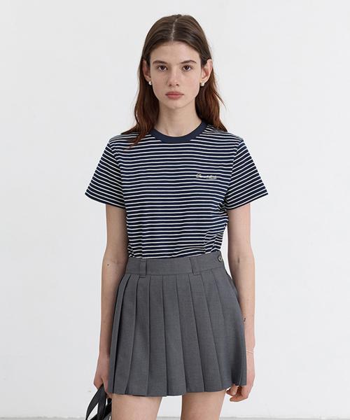 ESSENTIAL STRIPE LOGO T-SHIRT_UDTS5B232_NAVY / CREAM STRIPE