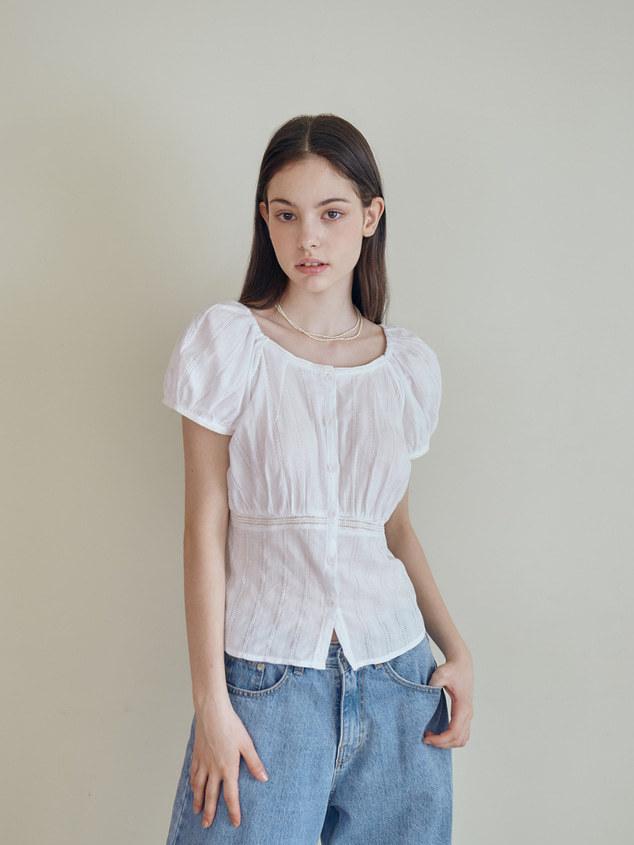 PUNCHING LACE BLOUSE [WHITE]
