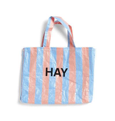 헤이 쇼퍼백 캔디 빅사이즈가방 Hay Candy Stripe Shopper M  Blue and Orange bag 헤이에코백