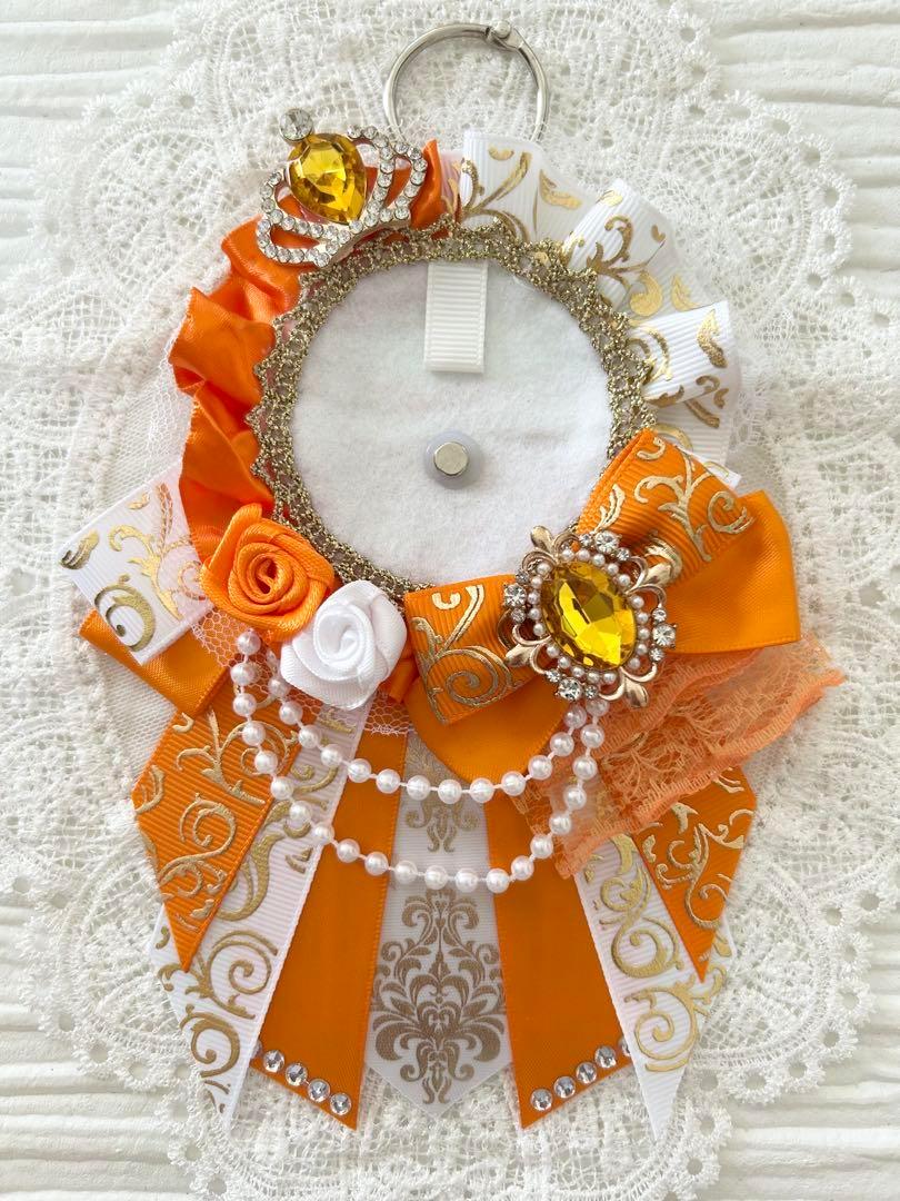୨୧1537 ハンドメイド 痛ロゼット♡オレンジ×ホワイト
