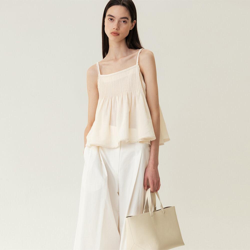 RESORT23 Pintuck Lace Sleeveless Top Cream