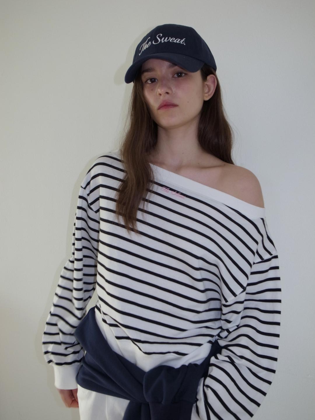 (2차 리오더) Off-shoulder Sweatshirt (STRIPED)