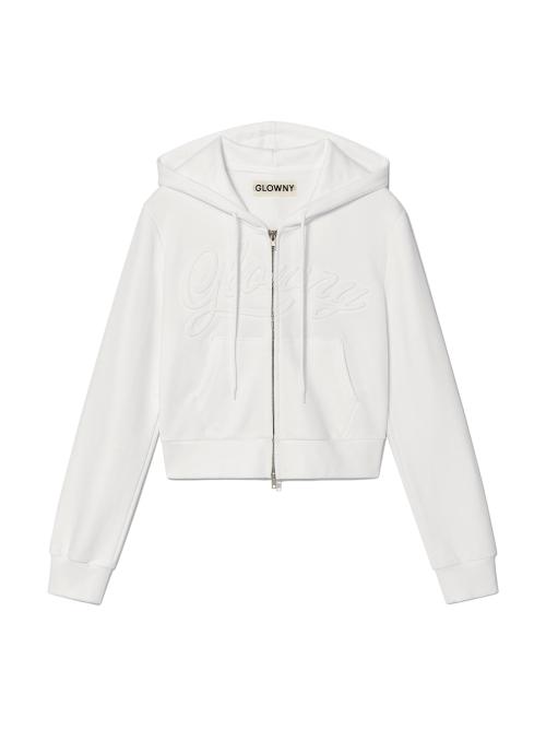 JORDAN CROP ZIP-UP HOODIE (WHITE)