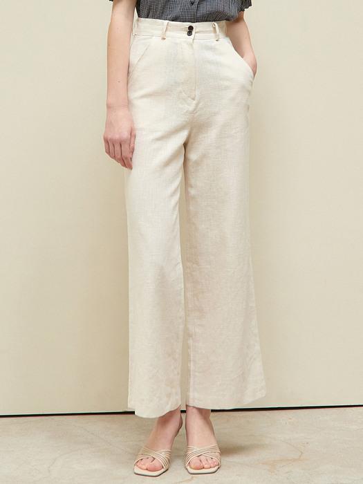 J732 linen wide pants  (ivory)