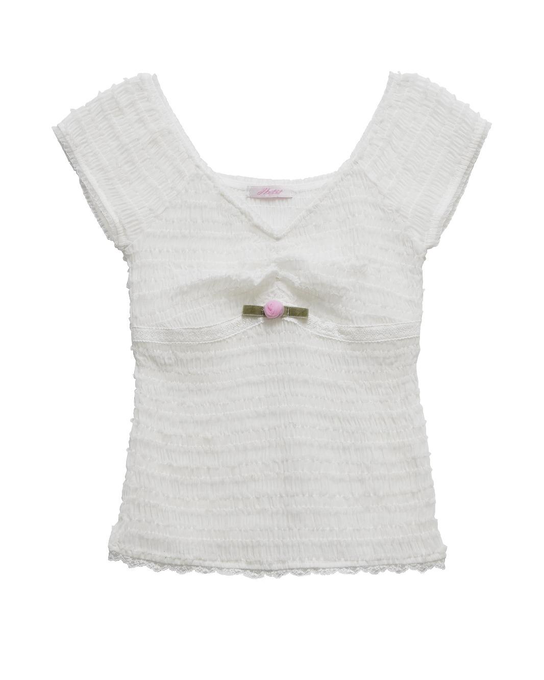 Rose Shirring Top (White)