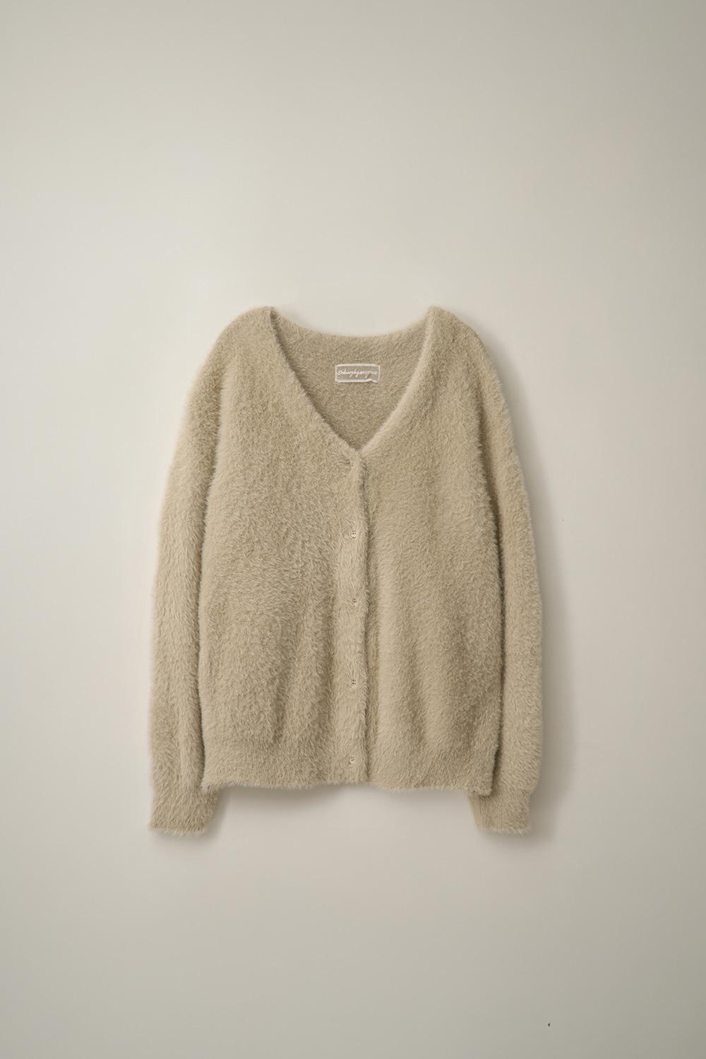 헤어리 소프트 가디건 -크림베이지