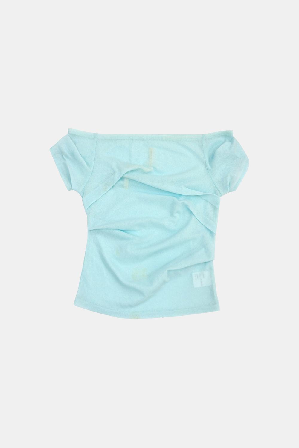 [pre-order] draping off-shoulder top (cyan)