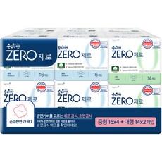 순수한면 제로 생리대 날개형 중형 16개입 x 4팩 + 대형 14개입 x 2팩 세트
