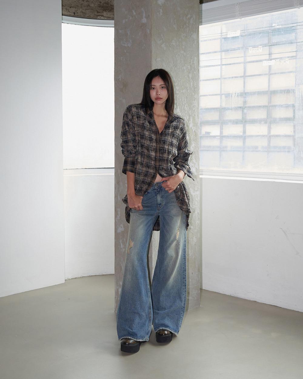 24FW vintage bootcut denim jeans