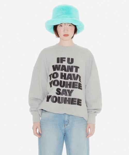 YOUHEE LETTERING SWEATSHIRT MELANGE GREY