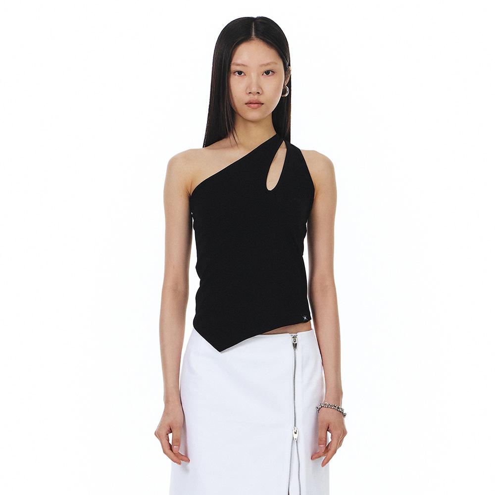 Cut Out Sleeveless Top (Black)