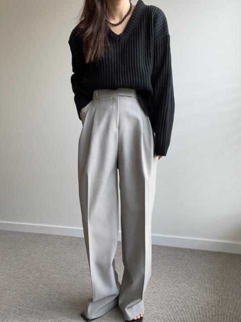 wwave 릭슬랙스 봄슬랙스 클래식팬츠 와이드핏 더블웨이브