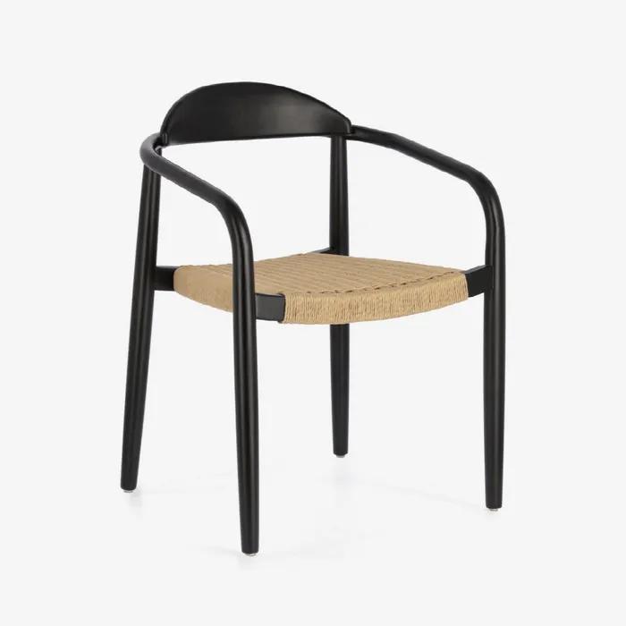 니나 아웃도어 친환경 페이퍼로프 원목체어 (블랙프레임)