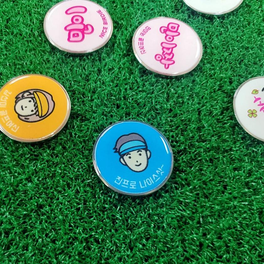 볼록한 에폭시 골프 볼마커 이니셜 햇클립 UV 인쇄 커스텀 골프공 제작 아빠 친구 선물