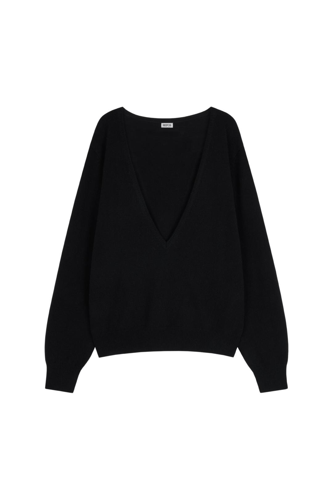 [예약배송 12/31] DEEP V NECK FULL OVER KNIT (BLACK)