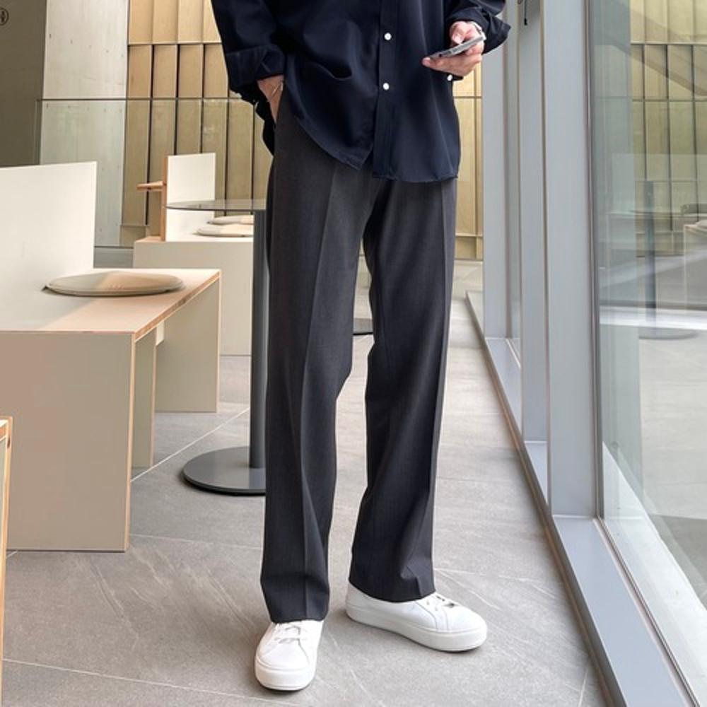 웰메이드 세미와이드핏 하프밴딩 슬랙스 (3color)