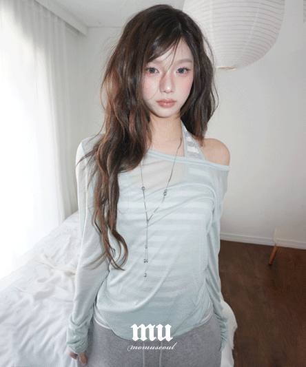 [MADE🖤] MOMU 캣몬 여리핏 텐셀 시스루 티셔츠-5color