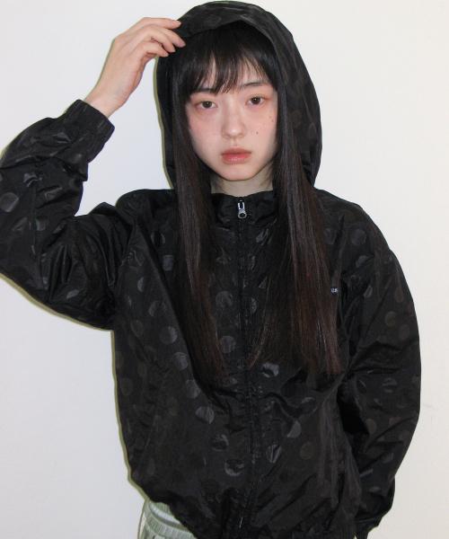 GLOSSY DOT WINDBREAKER BLACK