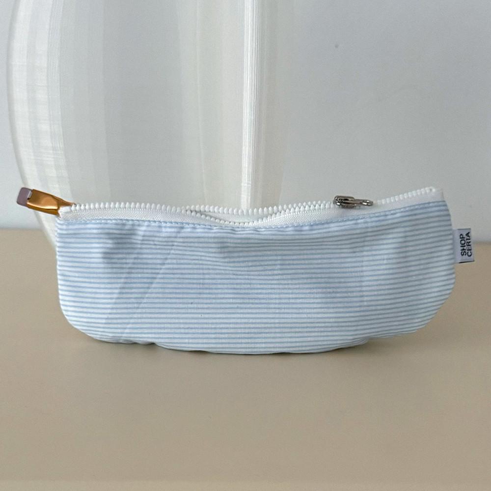 (4월 초 입고/리오더)하프문 펜 파우치 블루 스트라이프 : SHOP CERTA