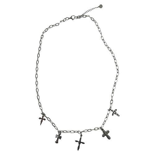 Multy Cross Ovallink Chain Surgical Steel Necklace ((Steel))