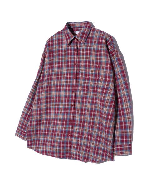 비바브라운(VIVABROWN)  85-VIVA064 네오 오버핏 포켓 긴팔 체크 셔츠 버건디 - 사이즈 & 후기 | 무신사