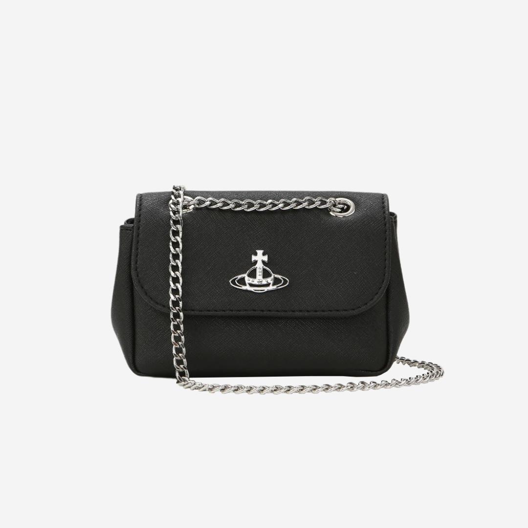 Vivienne Westwood Saffiano Biogreen Small Purse Cross Bag Black
