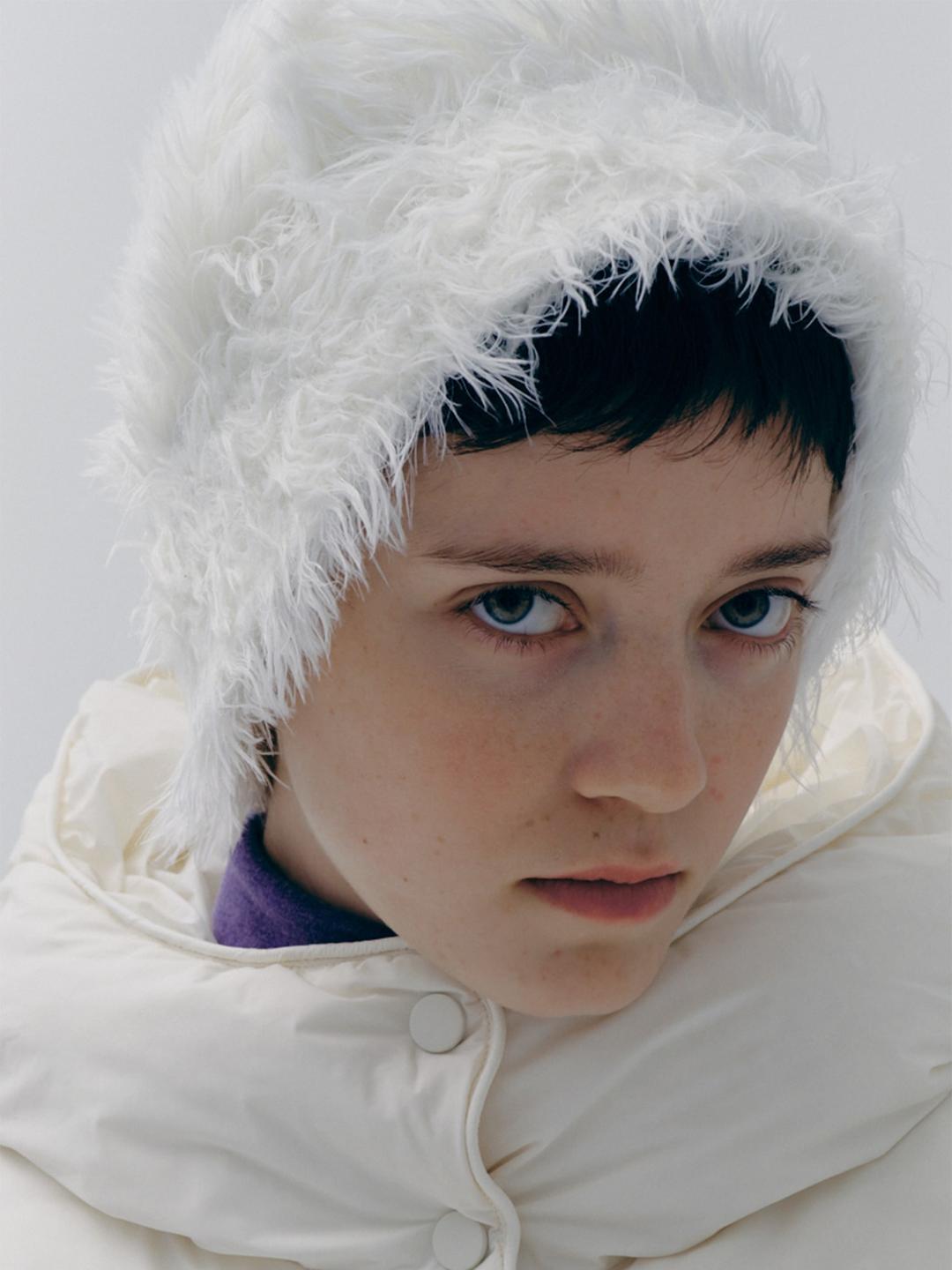 Women Fluffy Bucket Hat - Ivory