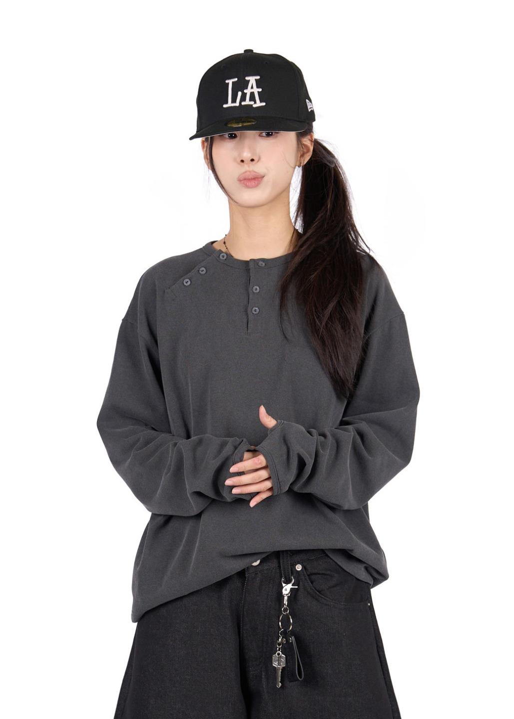 릿킴 PIGMENT BUTTON WARMER LONG SLEEVE