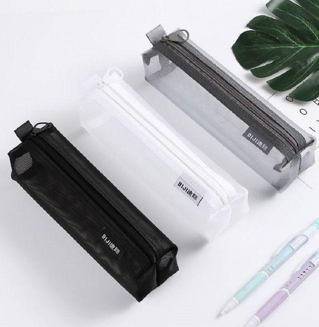 망사 삼각 심플 매쉬 필통 펜케이스 파우치