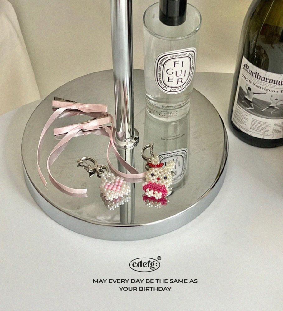 토끼 비즈 키링 키홀더 2종 (키티&하트백)