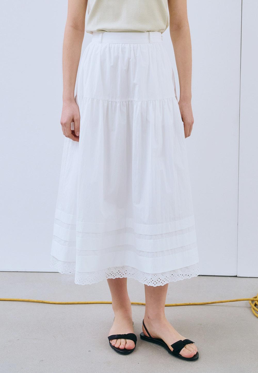 [4/5 예약배송] SIMONE MIDI SKIRT (WHITE)