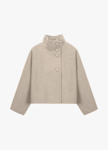 [시즌오프]울 캐시미어 하이넥 스티치 코트